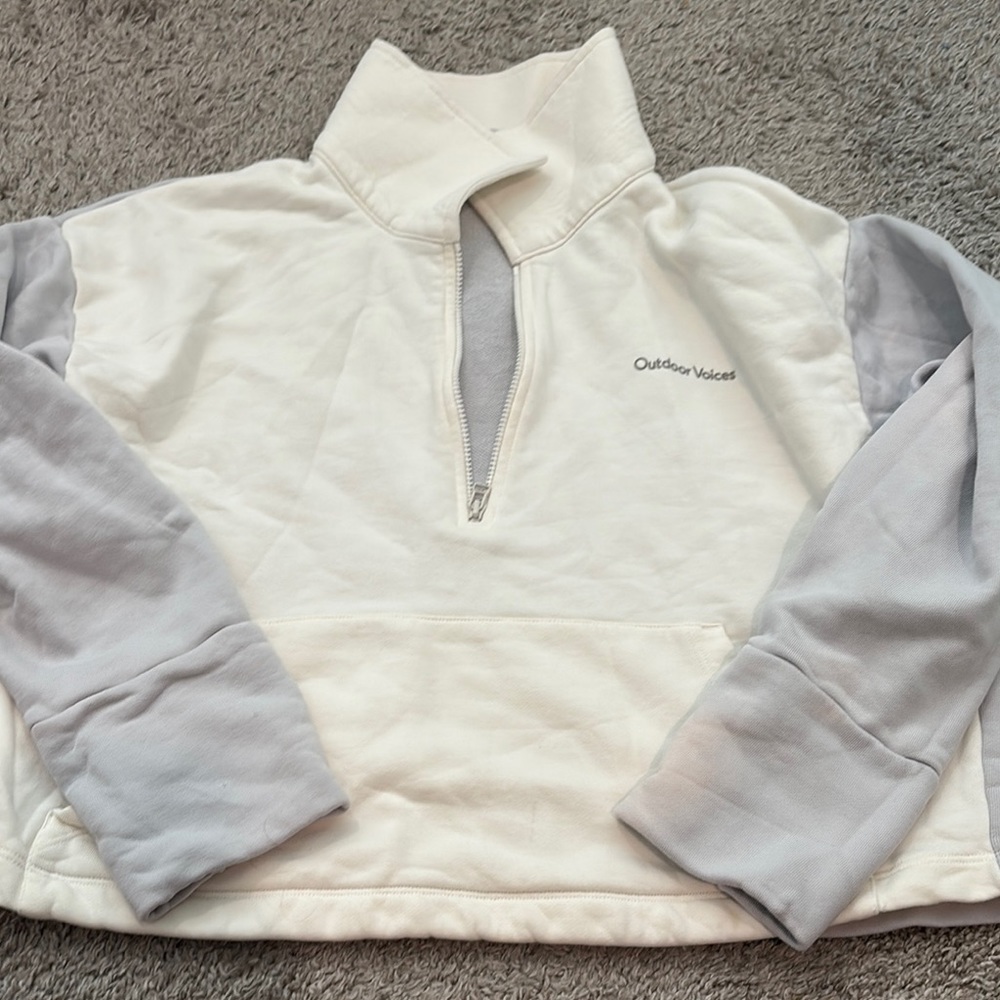 Outdoor Voices White and Gray Jacket